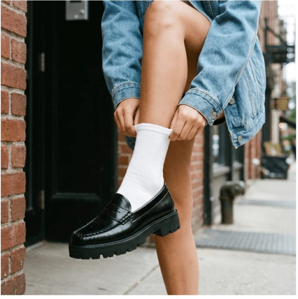 G.H.Bass Whitney Super Lug Weejuns Penny Loafers Round Toe Slip On Black 8.5 NIB